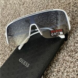 Guess White and Black Frame blue fade down lense Sunglasses